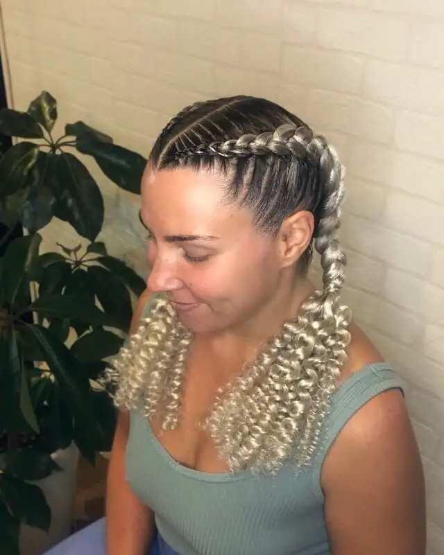  two feed in braids with curly ends