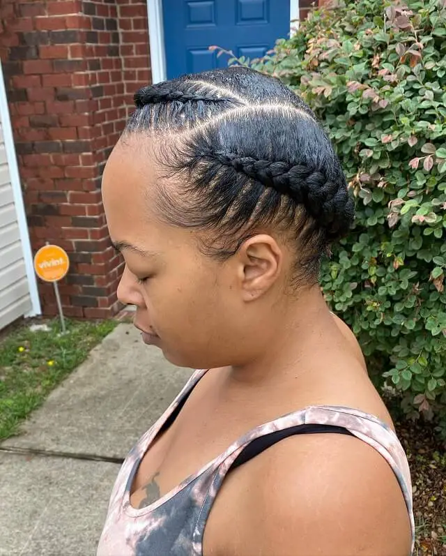 two feed in braids with side part