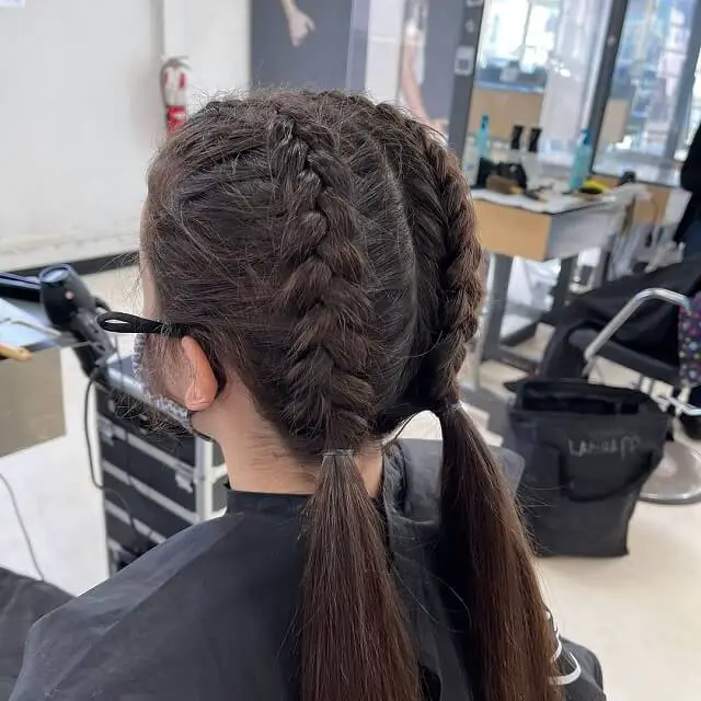 two pigtail braids