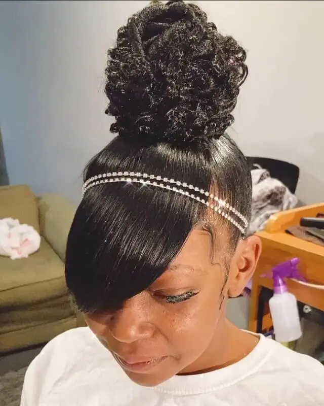 updo with bangs for black hair