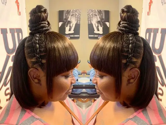  updo with bangs for black hair
