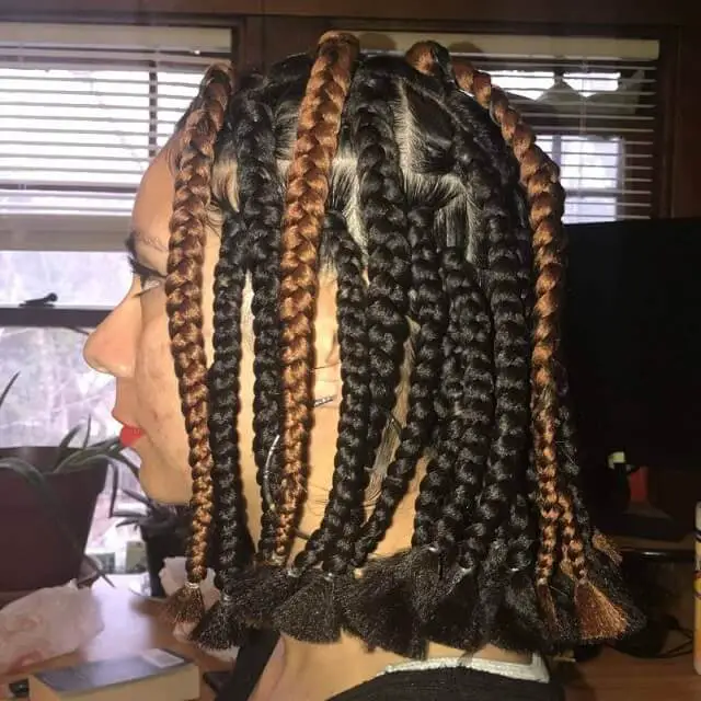 Black and brown short box braids