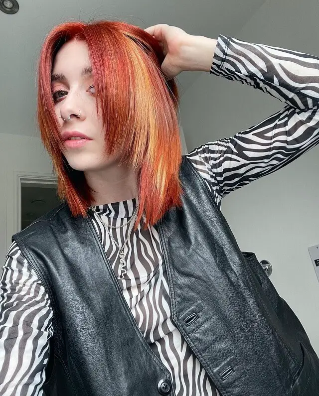 Blonde and Orange Red Highlights