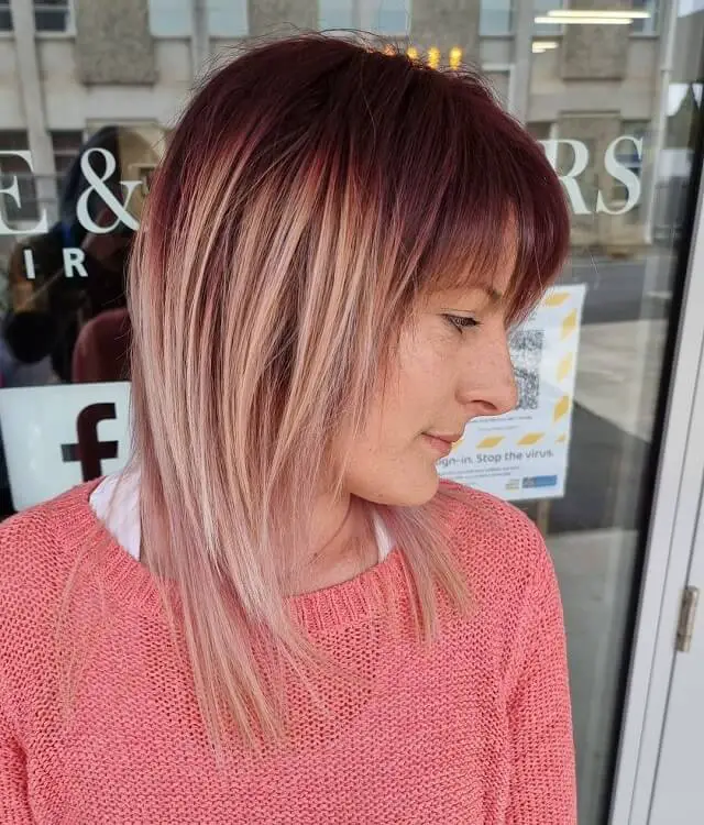Ombre red with blonde highlights