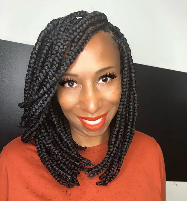 Short Box Braids for Oval Face