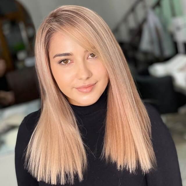 Balayage Pink Straight Hair