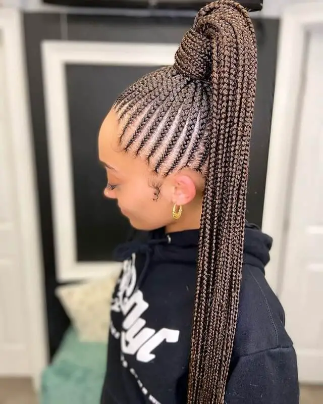 cornrow braided ponytail                                     