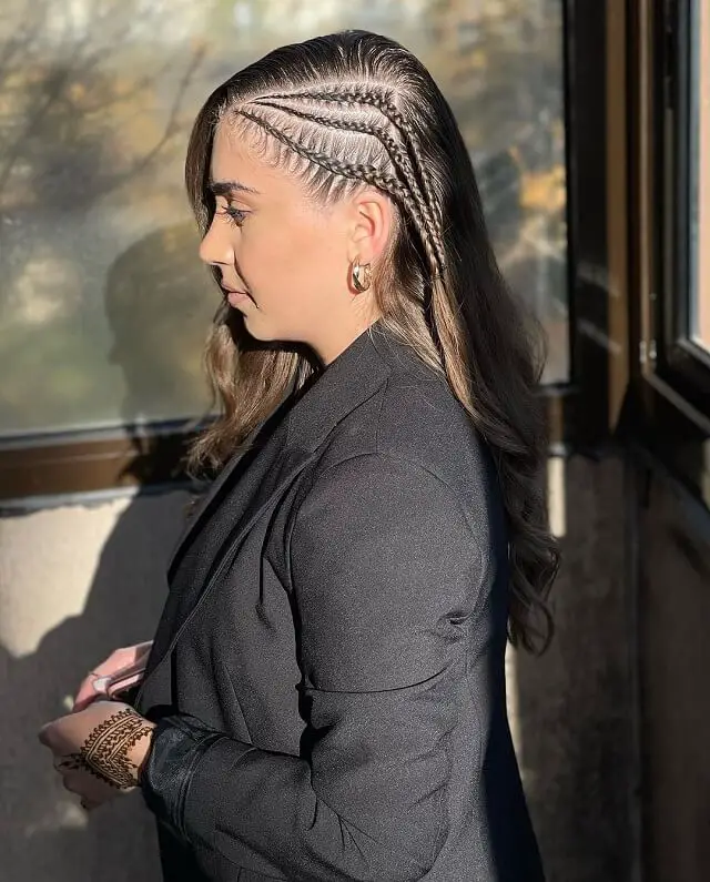 cornrow braids on the side of the head