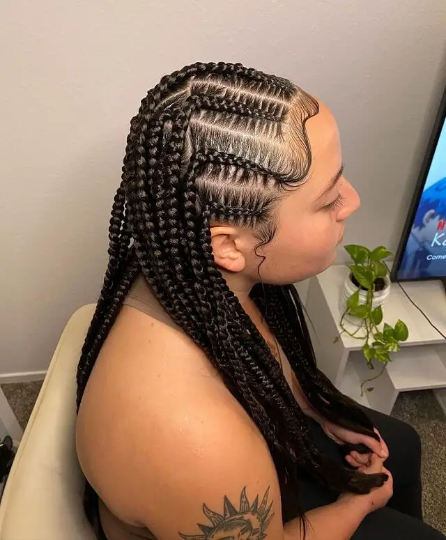 cornrows with box braids in the back