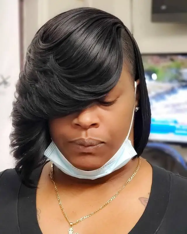 feathered bob for black women