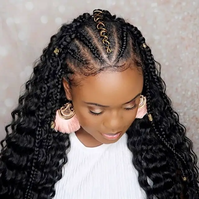 fulani braids with curls