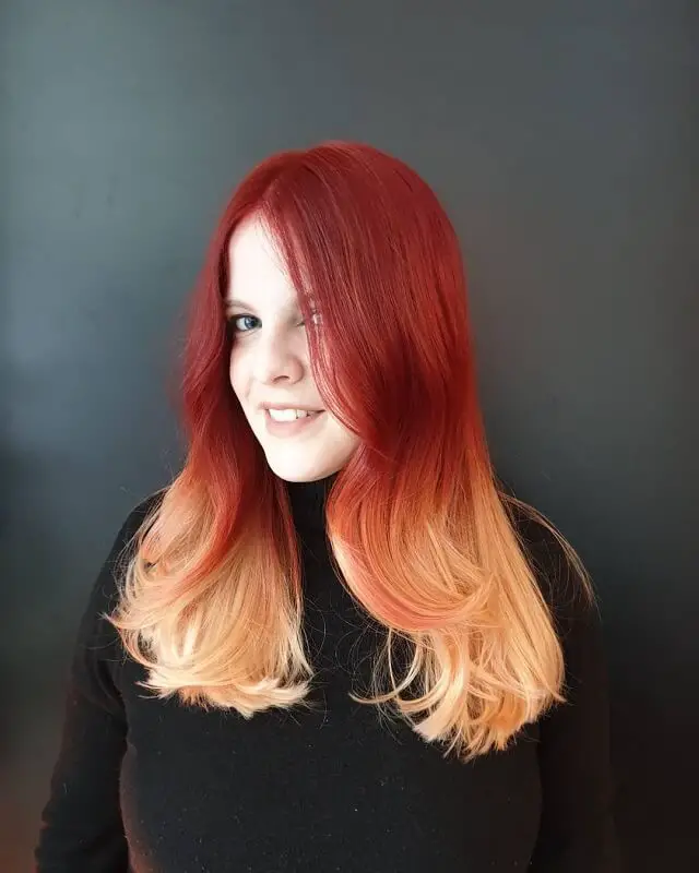 Red Fiery With Blonde Highlights