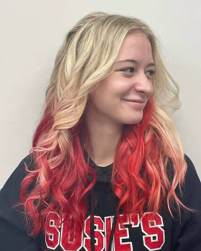 Gradient Blonde And Red Hairstyle