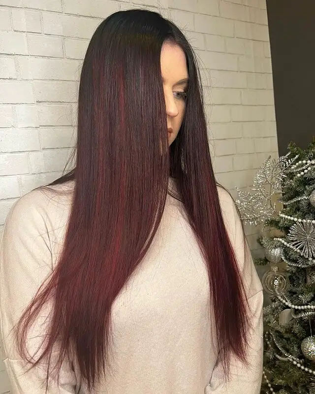 red balayage straight hair 