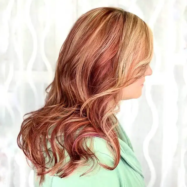  red hair with strawberry blonde highlights