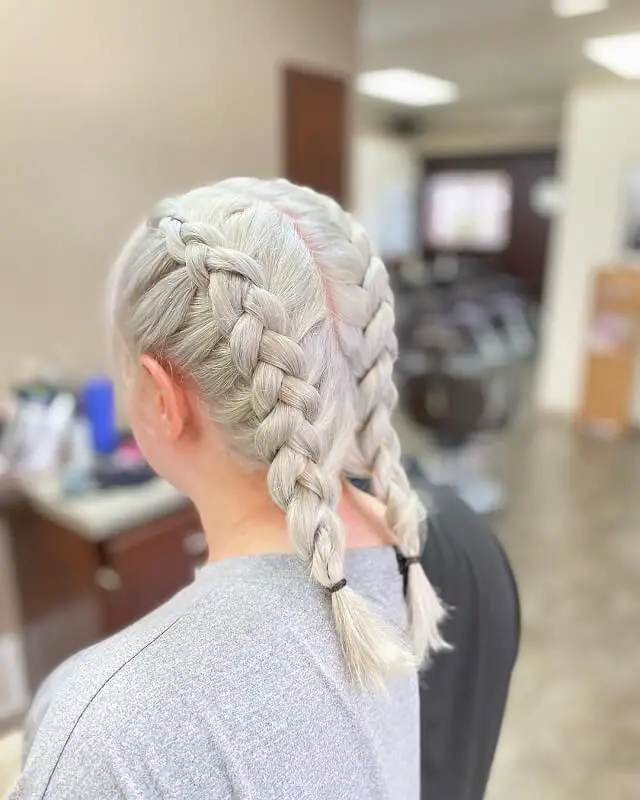 two french braids for short hair