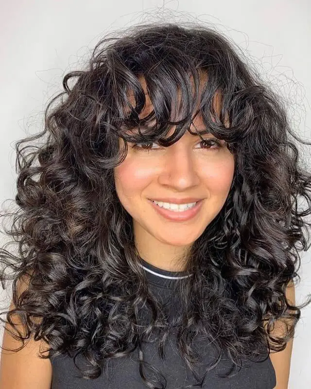 face framing bangs curly hair 