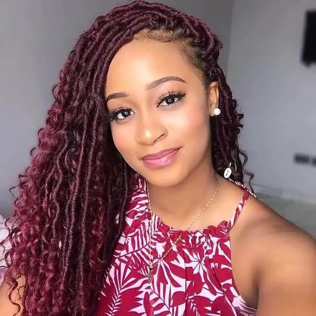  red faux locs short
