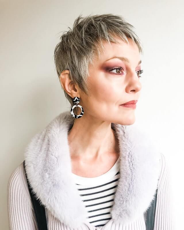 Shaggy pixie for women over 50