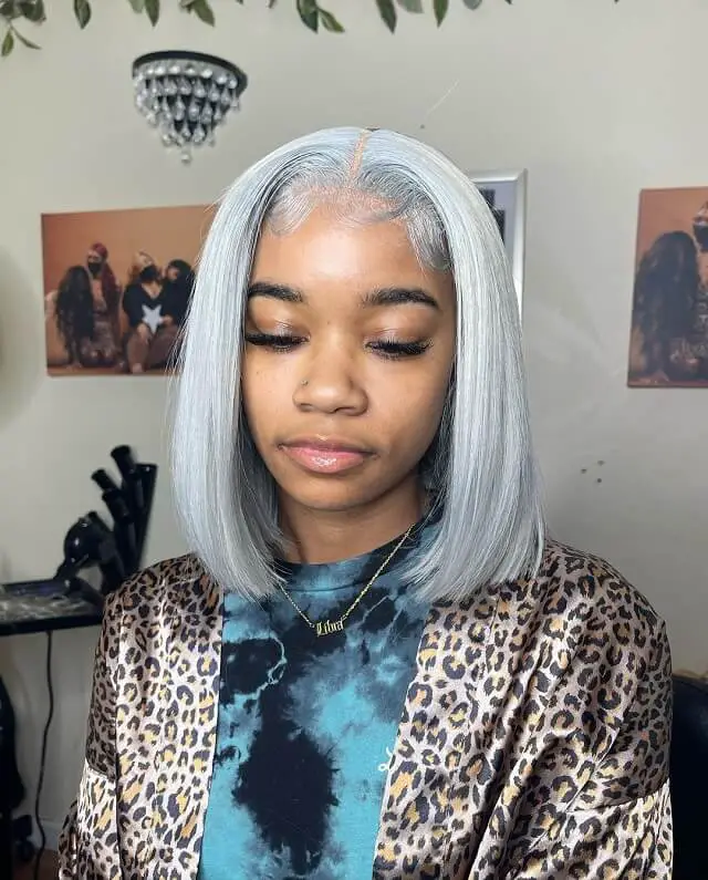 Middle Parted Icy Bob Hairstyle