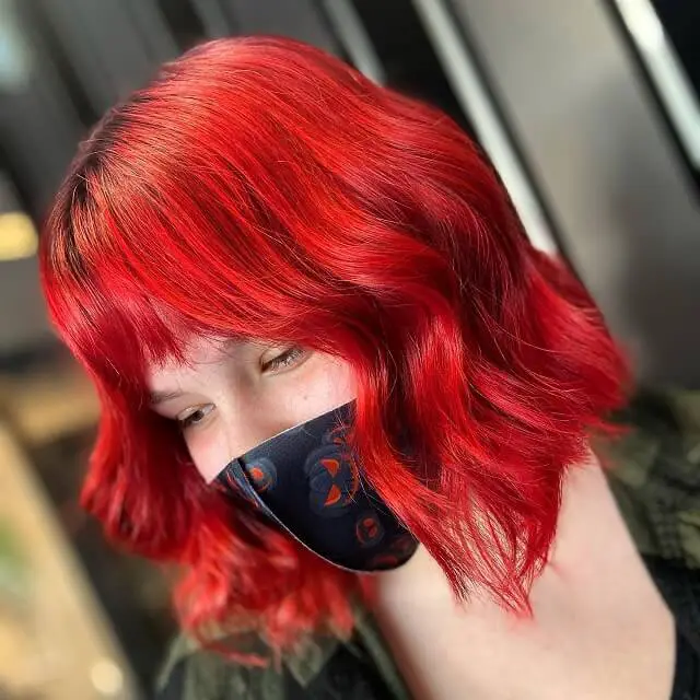  red choppy bob