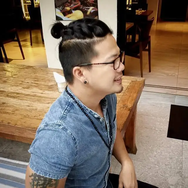Asian Man Bun With Glasses