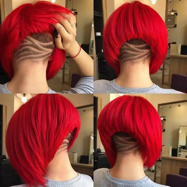 Nape Undercut with Red Bob