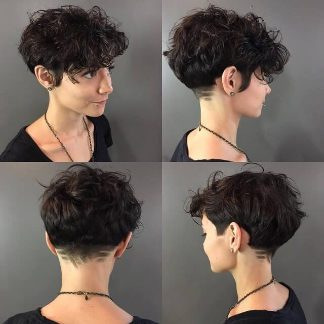 nape undercut with curly hair