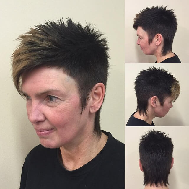 short sides spiky top haircut for women over 50